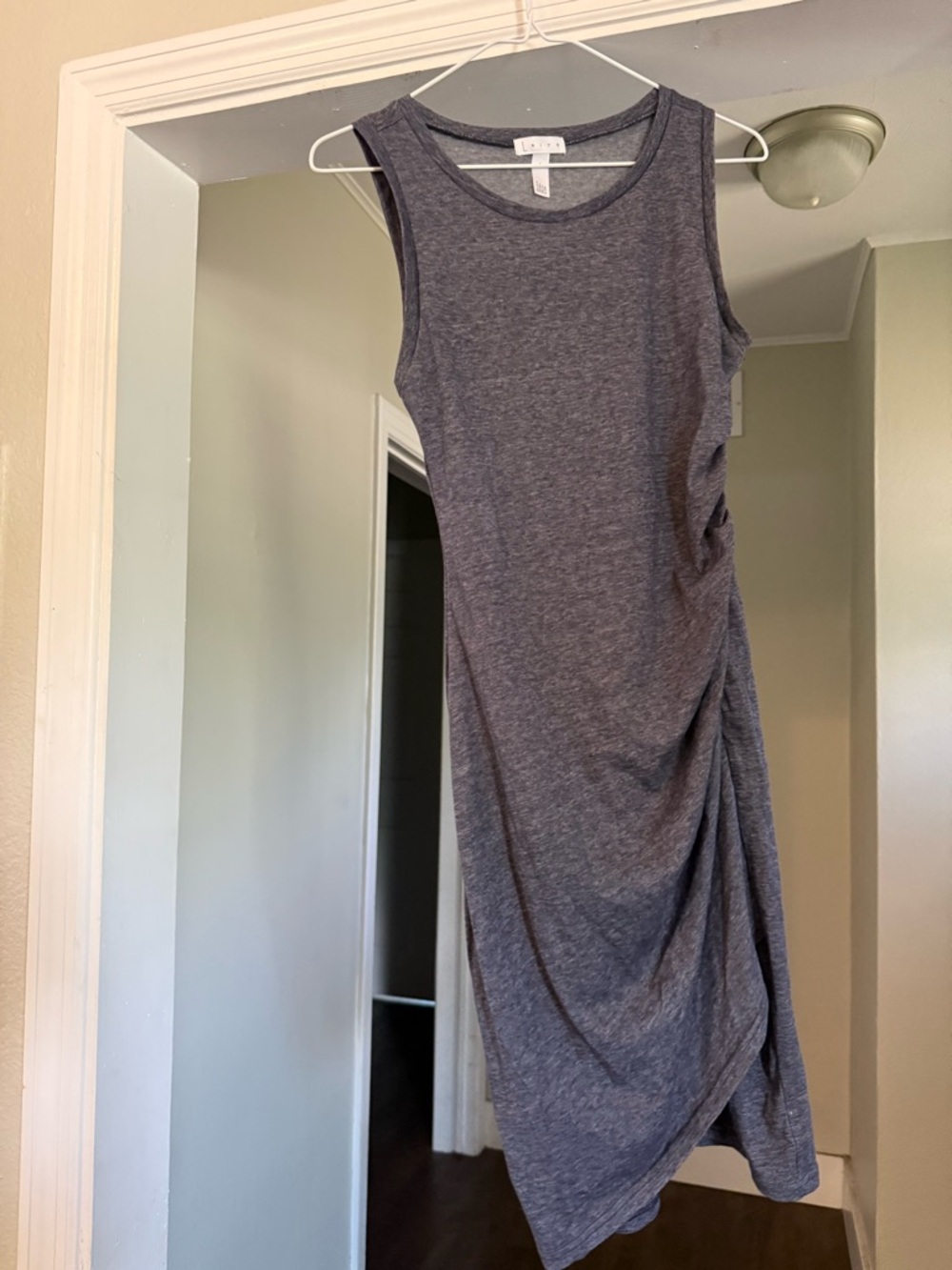 Leith Heather Gray Sleeveless Ruched Midi Dress Small Body Con